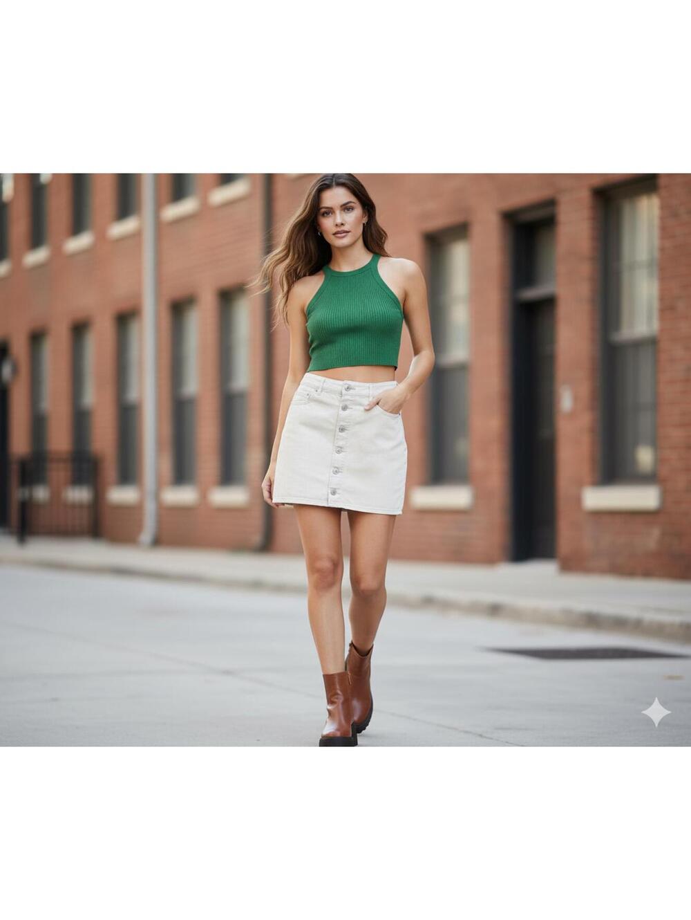 PACSUN - White Denim Button Front Mini Skirt Vintage Inspired Size 28